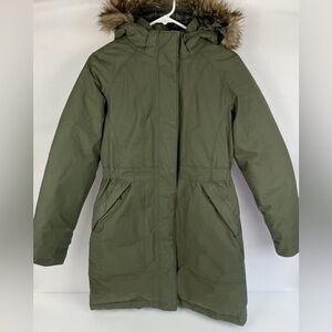 The North Face Hyvent Green Coat Faux Fur Hood Women’s Size S